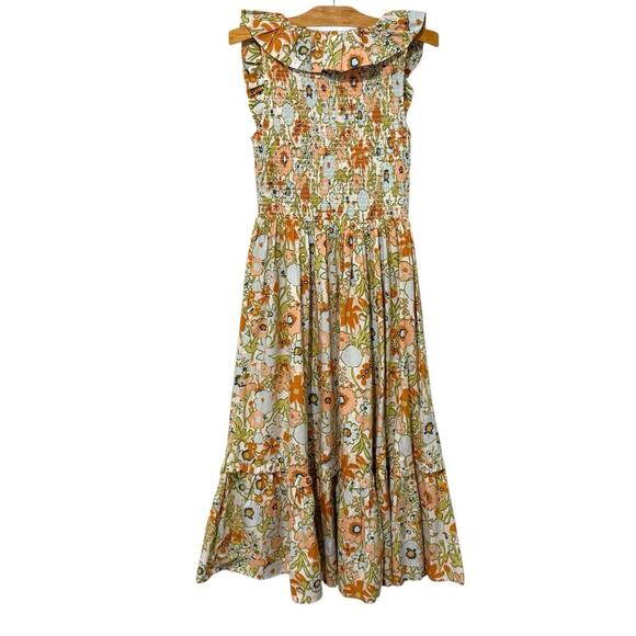 Cleobella | Midi Dress Zoe Floral Sleeveless Smocked Scoop Neck - Size Medium - Picture 11 of 11